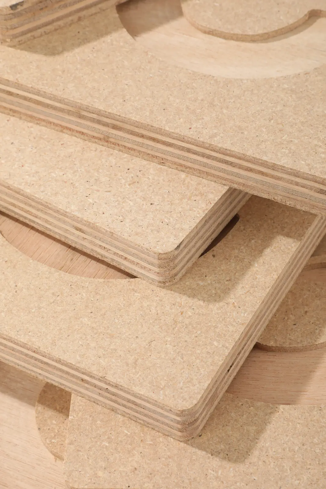 Close Duraply stack showing the plywood core beneath dense surface layers