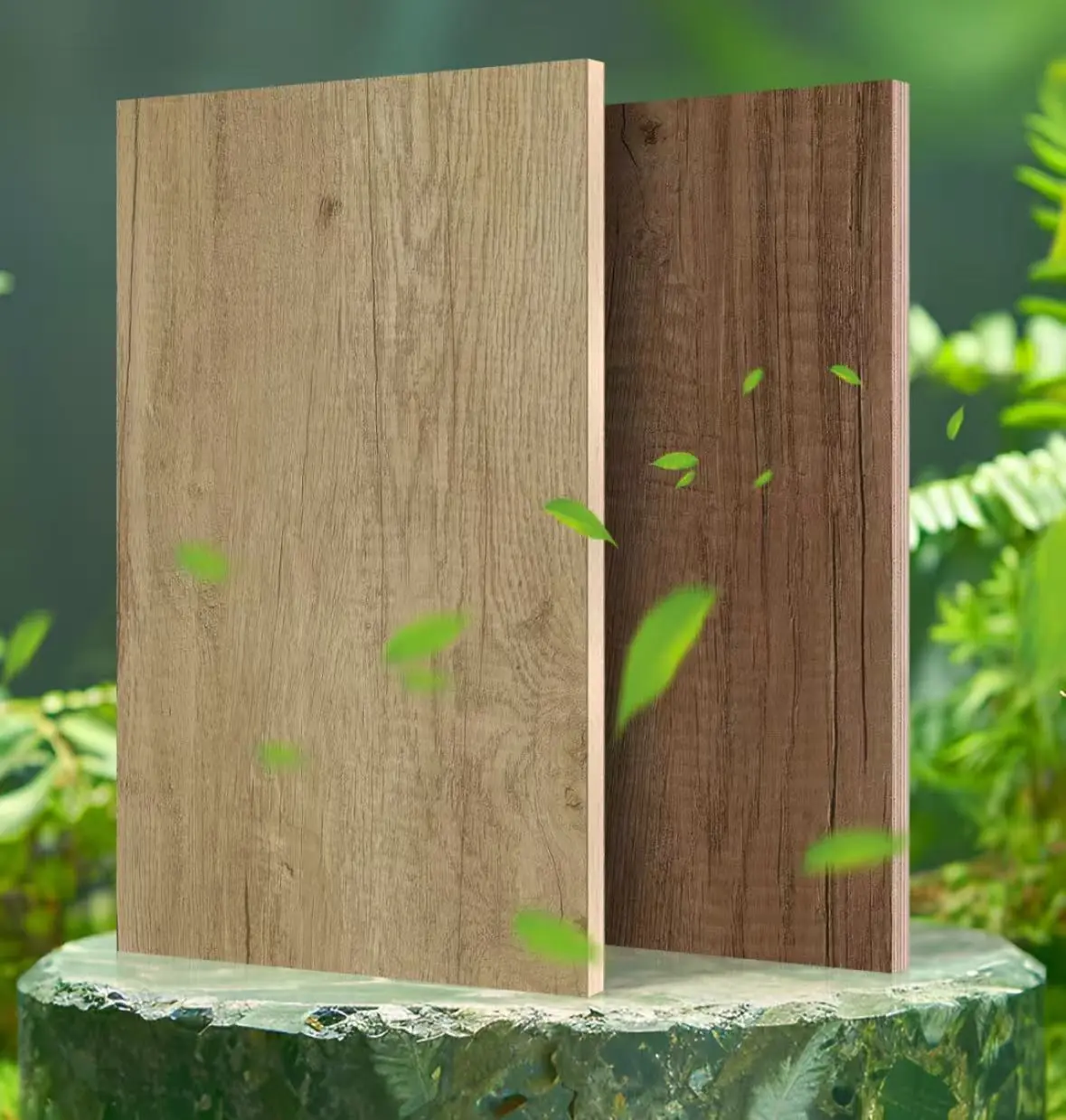 Finished plywood panels shown in an interior-use setting